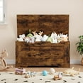 thumbnail image 3 of Homhougo 39.37''Storage Bench Cabinet, Lift Top Wooden Toy Box Organizer with Safety Hinge for Entryway, Living Room, Bedroom, Playroom,Vintage Brown, 3 of 8