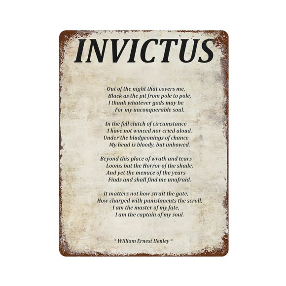 8x12 Inch Invictus Tin Metal Decorative Wall Paintings - Vintage Artwork for Home Decor