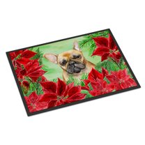 Carolines Treasures CK1336JMAT French Bulldog Poinsettas Door Mat Indoor Rug or Outdoor Welcome Mat 24x36 Doormat 36"L