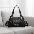 thumbnail image 4 of HUISZJ PU Leather Shoulder Bag, Large Capacity Crossbody Bag with Adjustable Strap, Y2k Messenger Bag for Women Work Shopping Travel (Black), 4 of 6