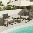 thumbnail image 6 of Asofer 3 PCS Patio Furniture Set, Outdoor Wicker Chair with Glass Table, Poolside, Balcony, Beige, 6 of 7