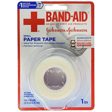 5 Pack Johnson & Johnson Band-Aid Small Paper Tape Wound Care 1 in x 10 Yds Each