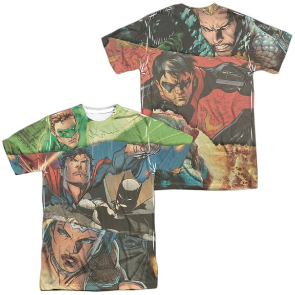 JLA Torn Unisex Adult Sublimated Costume T Shirt (Front/Back), 3X-Large Multicolor