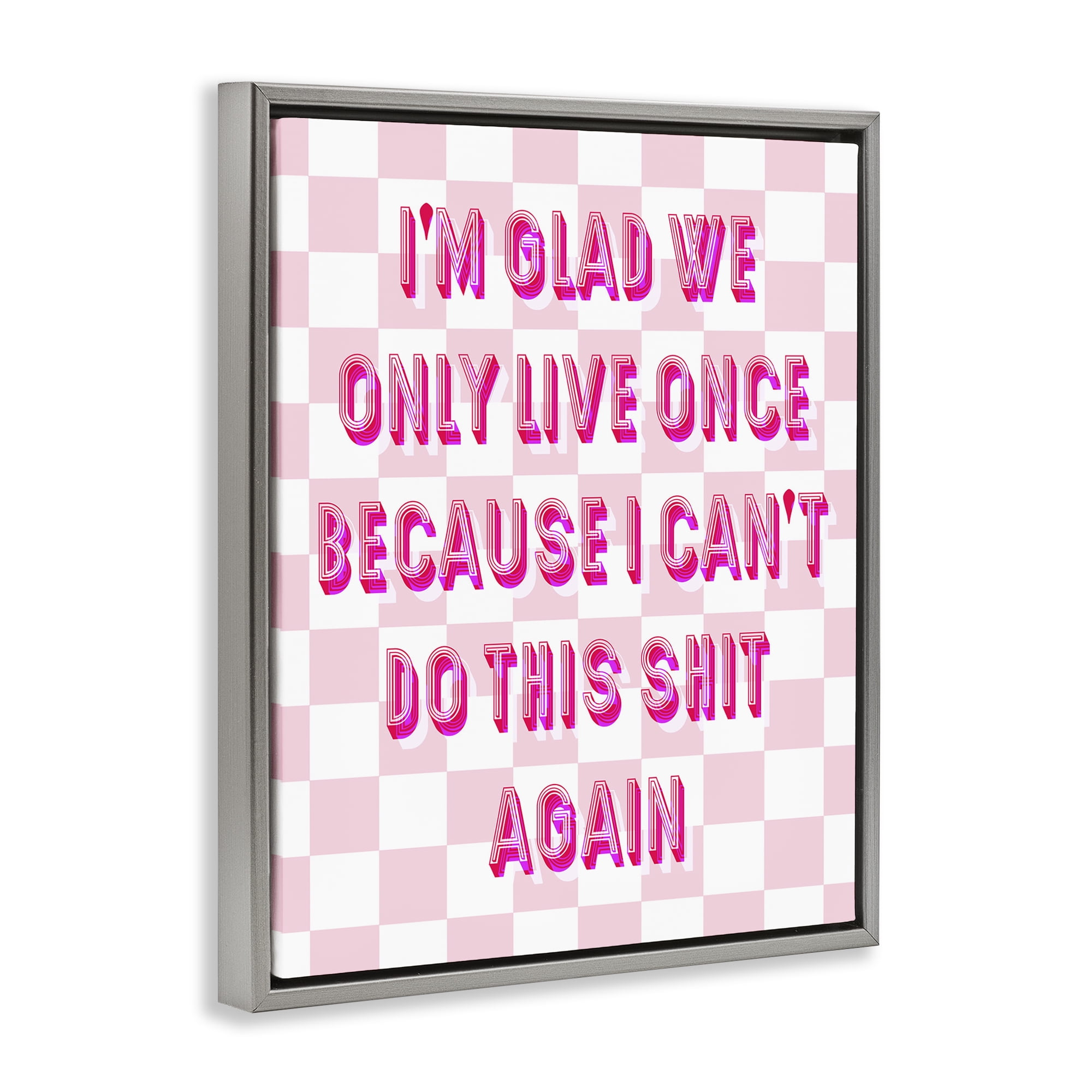Stupell Industries Funny Only Live Once Typography Painting Gray Floater Framed Art Print Wall Art, 17 x 21