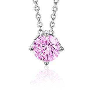 Collier Solitaire Flottant en Argent Sterling Pendentif pour Filles Pierre de Naissance Simulée Octobre