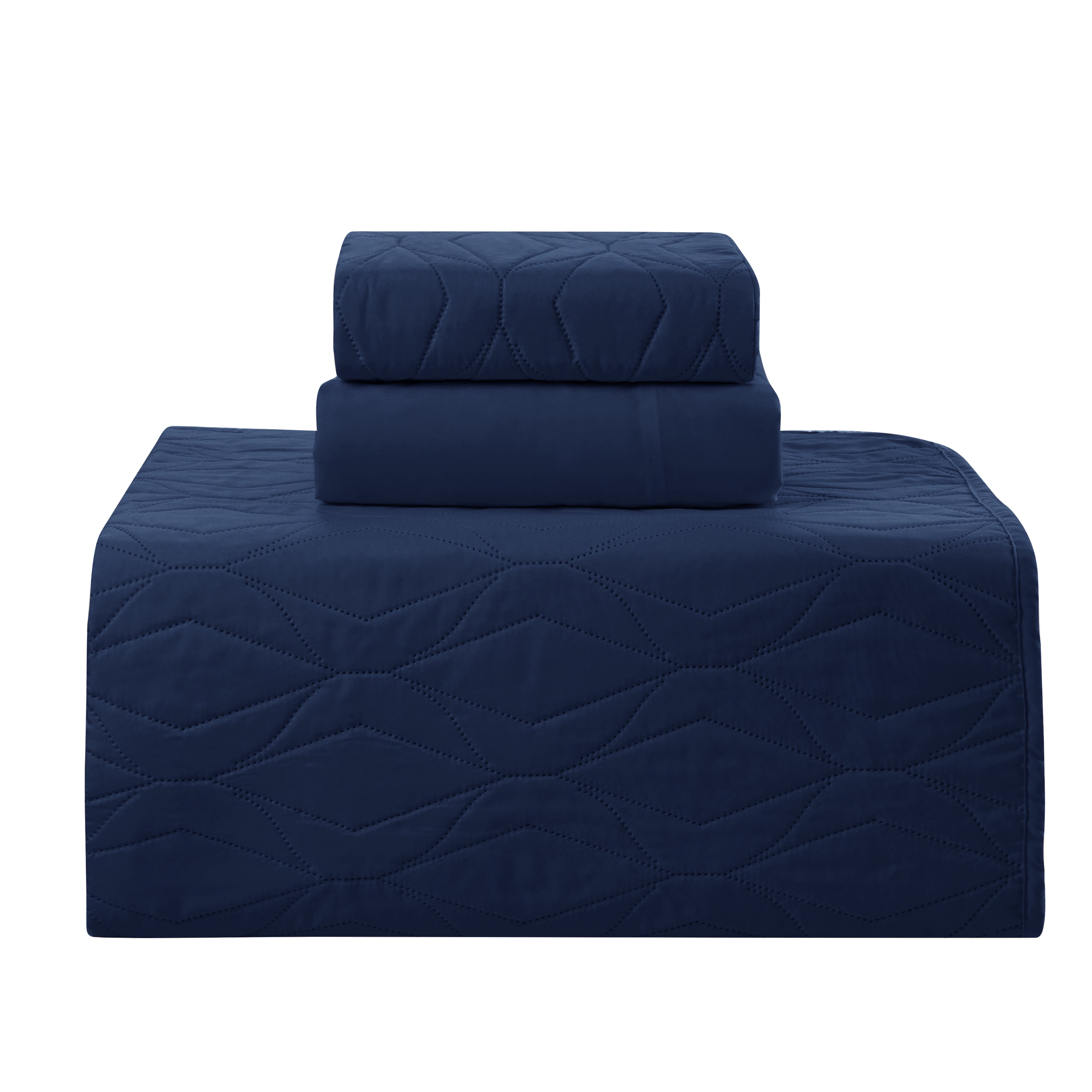 Clara Clark Kids Quilt Set (3pc) Ellipse Weave, Navy
