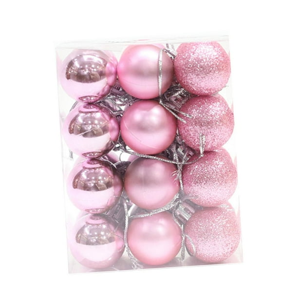 24 bolas colgantes para árbol de Navidad, adornos decorativos para árbol de Navidad Rosa