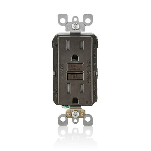 Leviton 3006268 15 amps 125V 5-15R Smartlockpro Duplex GFCI Outlet, Brown