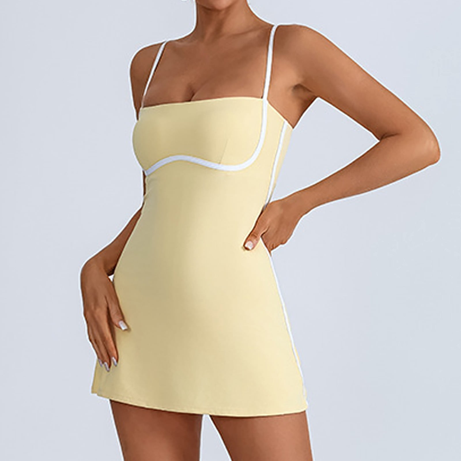 Jamsmile Womens Dress Sleeveless Spaghetti Strap Sleevless Summer Cami Dresses Casual Athletic Workout Training Dress