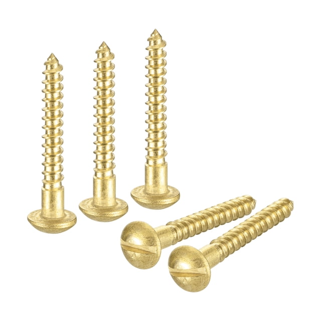 Vis en Bois M2.5 x 20mm Tête Ronde Fendue Vis en Laiton Auto-Tappante Vis de Menuiserie 25 Pcs
