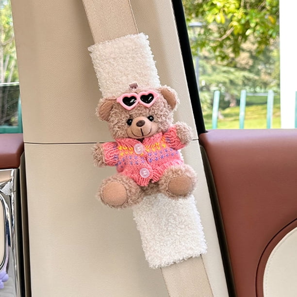 Pisexur Accesorios para coches, Electrónica para cochesProtector de hombro para cinturón de seguridad de coche que adorna el interior del coche con adorables dibujos de peluche. Fundas de protección