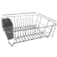 thumbnail image 3 of 2 Piece Chrome Plated Steel Small Compact Dish Drainer, Grey, 3 of 4