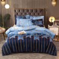 thumbnail image 1 of Ensemble de Literie 3 Pcs Imprimé Rayé Coloré Réversible Housse de Couette Très Grand Grand Géométrie Housse de Couette Polyester, 1 of 7