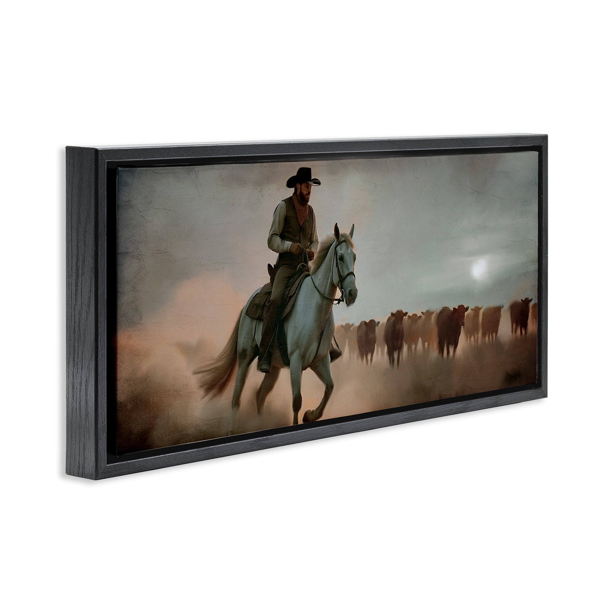 Stupell Industries Home Bound Cowboy Black Framed Floater Canvas Wall Art, design by Kim Allen
