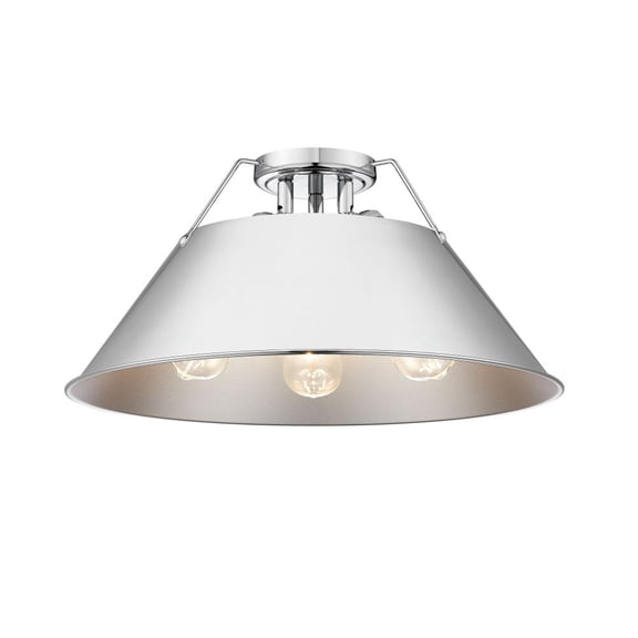 3306-3FM CH-CH-Golden Lighting-Orwell - 3 Light Flush Mount-9.25 Inches Tall and 18.75 Inches Wide-Chrome Finish-Chrome Shade Color