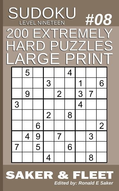 200 extremely hard puzzles large print sudoku puzzle