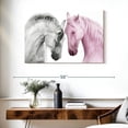 thumbnail image 3 of Elephant Stock Couple Of Horses Wall Art - Horizontal Canvas Wall Art - Living Room Wall Decor - Animal Canvas - Pink And White Decor - 39" x 26", 3 of 8