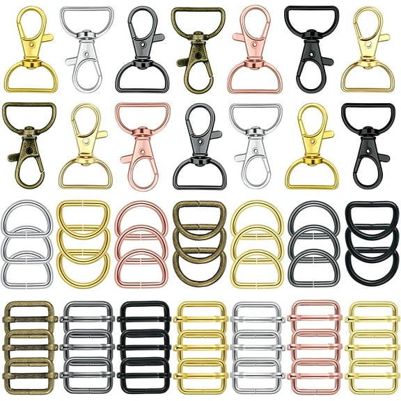 56 Pieces D Rings for Purse Bag Hardware Purse Hardware for Bag Making Buckles Craft (Mixed Color,25 mm)