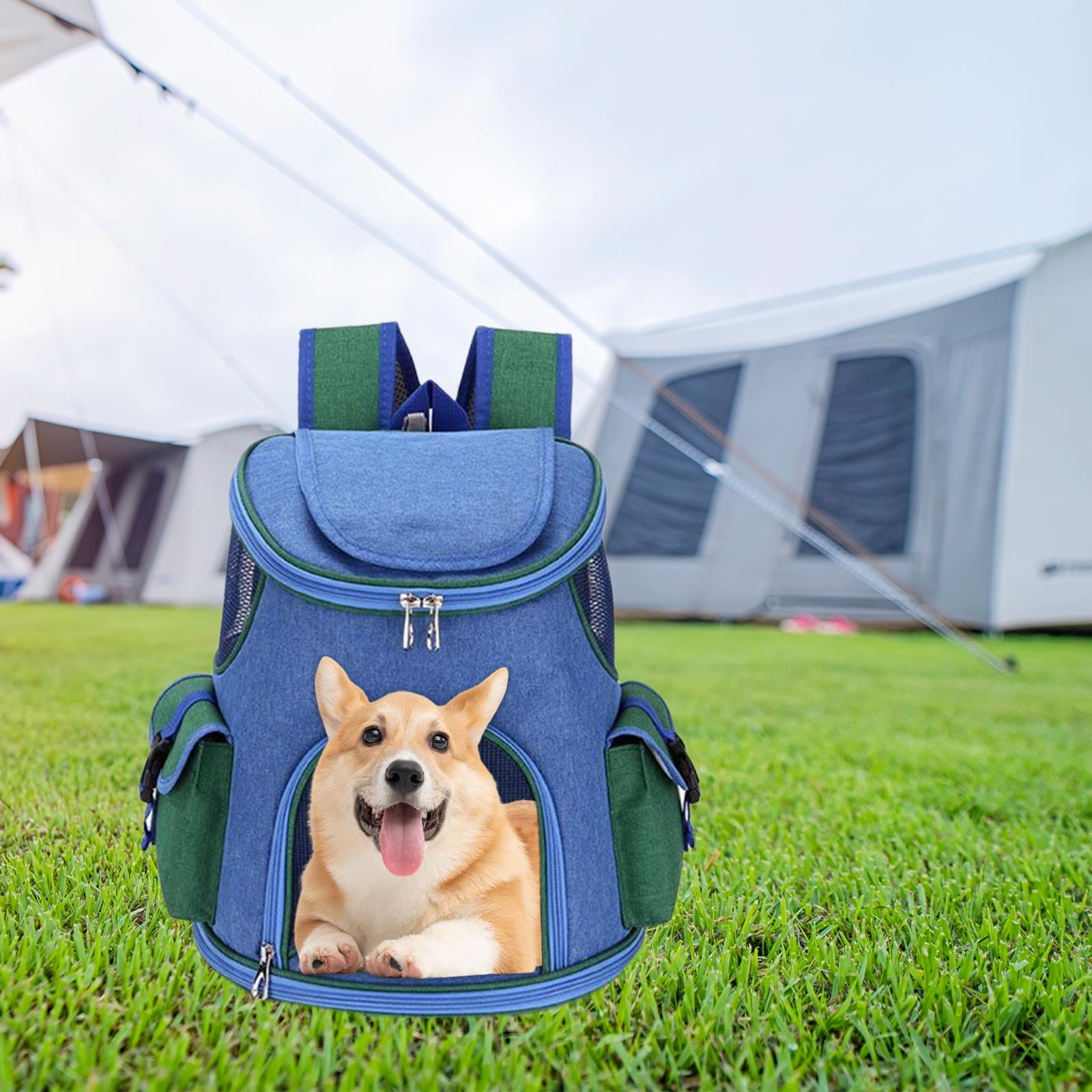Fzaqwen Pet Carrier Backpack Adjustable Strap 2 Side Bags Carrying Bags Dog Carriers Pet Dark Blue 6.6lb