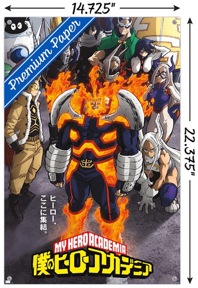 My Hero Academia: Season 6 - Teaser Key Art Wall Poster with Push Pins, 14.725" x 22.375"