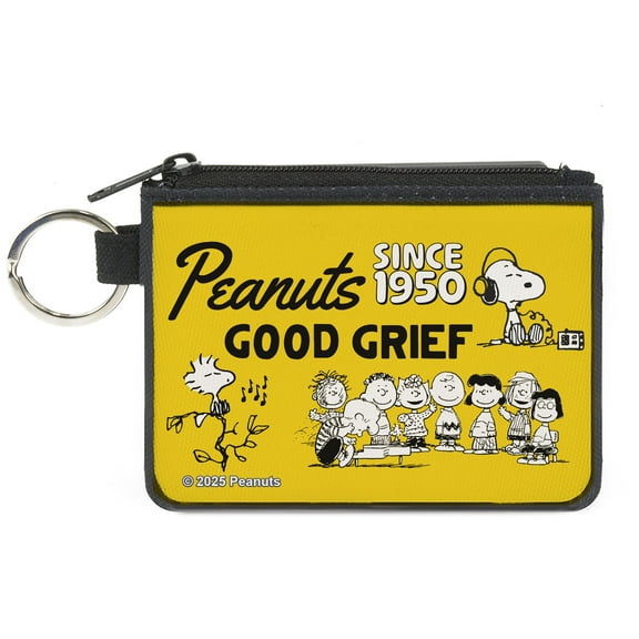 Peanuts Wallet, Coin Purse, Peanuts Gang Since 1950 Good Grief Group Pose Yellow Black, Canvas