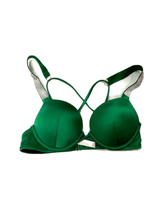 Women's Bombshell Push Up Shine Strappy Bikini Top Green 34A NWT