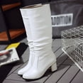 thumbnail image 4 of Women's Fashion Knee High Boots Fall Winter Wide Calf Chunky Heel Square Toe Faux Suede, 4 of 8