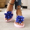thumbnail image 6 of Bibifish Womens Flip Flops 3D Flower Decor Wedge Platform Thong Sandals Summer Outdoor Beach Fashion Slippers, 6 of 9