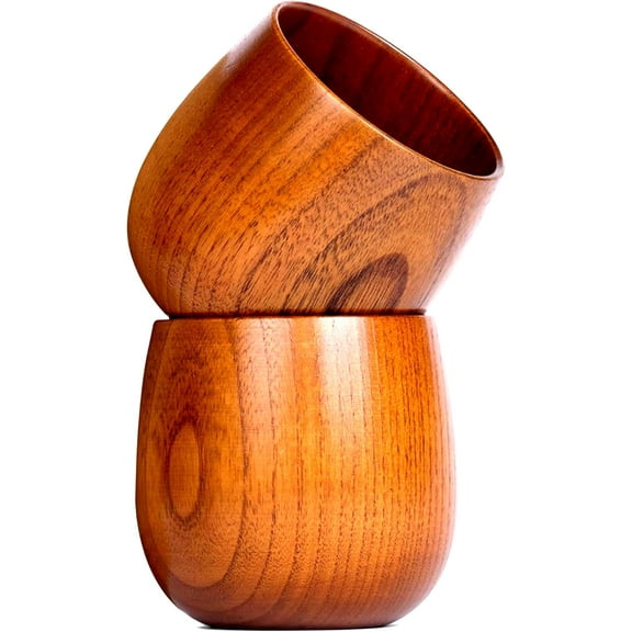 Handcrafted Wooden Bourbon Whiskey Glasses Set of 2 - Flavor-Enhancing Whiskey Drinking Glasses with Barrel-Inspired Design - Old Fashioned Bourbon Tumbler Cup - Birthday Gifts for Men, Women(2Pcs)