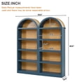 thumbnail image 2 of DTTRA 69" Tall Arched Bookshelf Set of 2, 5-Tier Open Display Bookcase with Fabric Top, Blue, 2 of 7