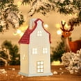 thumbnail image 4 of Fmbmuo White Christmas Village Sets Red House 1 pcs Ceramics Christmas Ornaments， Art Deco Cheerful Decor for a Cozy Christmas Vibe, 4 of 5