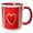 Red/White, variant on 3drose, Cutout Look Heart with Arrow, Heart Trim on Sides, Red and Pink, 11oz Two-tone Black Mug