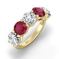 thumbnail image 2 of ARAIYA FINE JEWELRY 1 CT. T.W Round Shape Lab Grown Diamond and Natural Ruby Five Stone Anniversary Band Ring | 14K Yellow Gold Five Stone Wedding Band Ring Size 6, 2 of 7