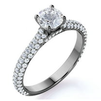 JeenMata 1.75 Carat Round Cut Moissanite Engagement Ring - Classic Engagement Ring - Cluster Ring - 18k Black Gold Over Silver