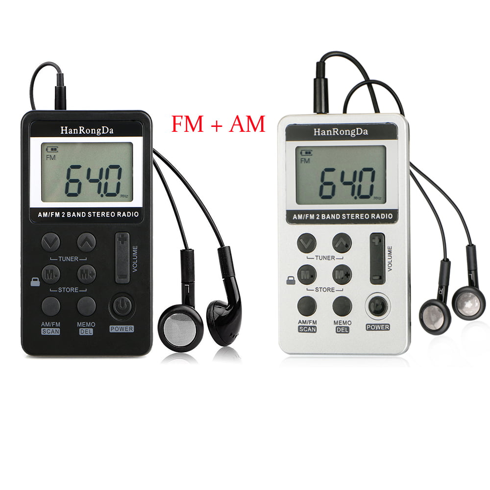 Mini Digital LCD FM/AM 2Band Stereo Radio Portable Pocket Receiver with Earphone 