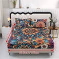 thumbnail image 2 of COEQINE Sheet Queen Size Soft Breathable Fitted Sheet with 2 Pillowcases, Wrinkle Free Fade Resistant Easy Care Bedsheet for Queen Size Bed, Blooming Mandala Flower, 2 of 5