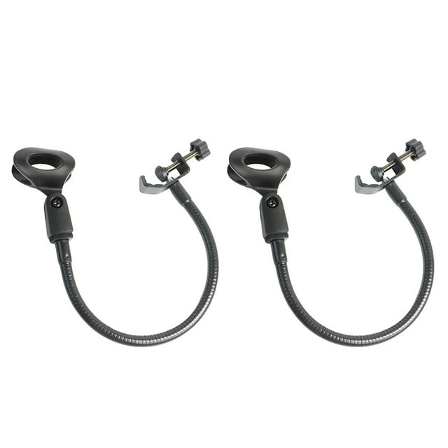 EeaseCA 2Pcs Creative C-type Clips Microphone Racks Universal Hose Shelves (Black)