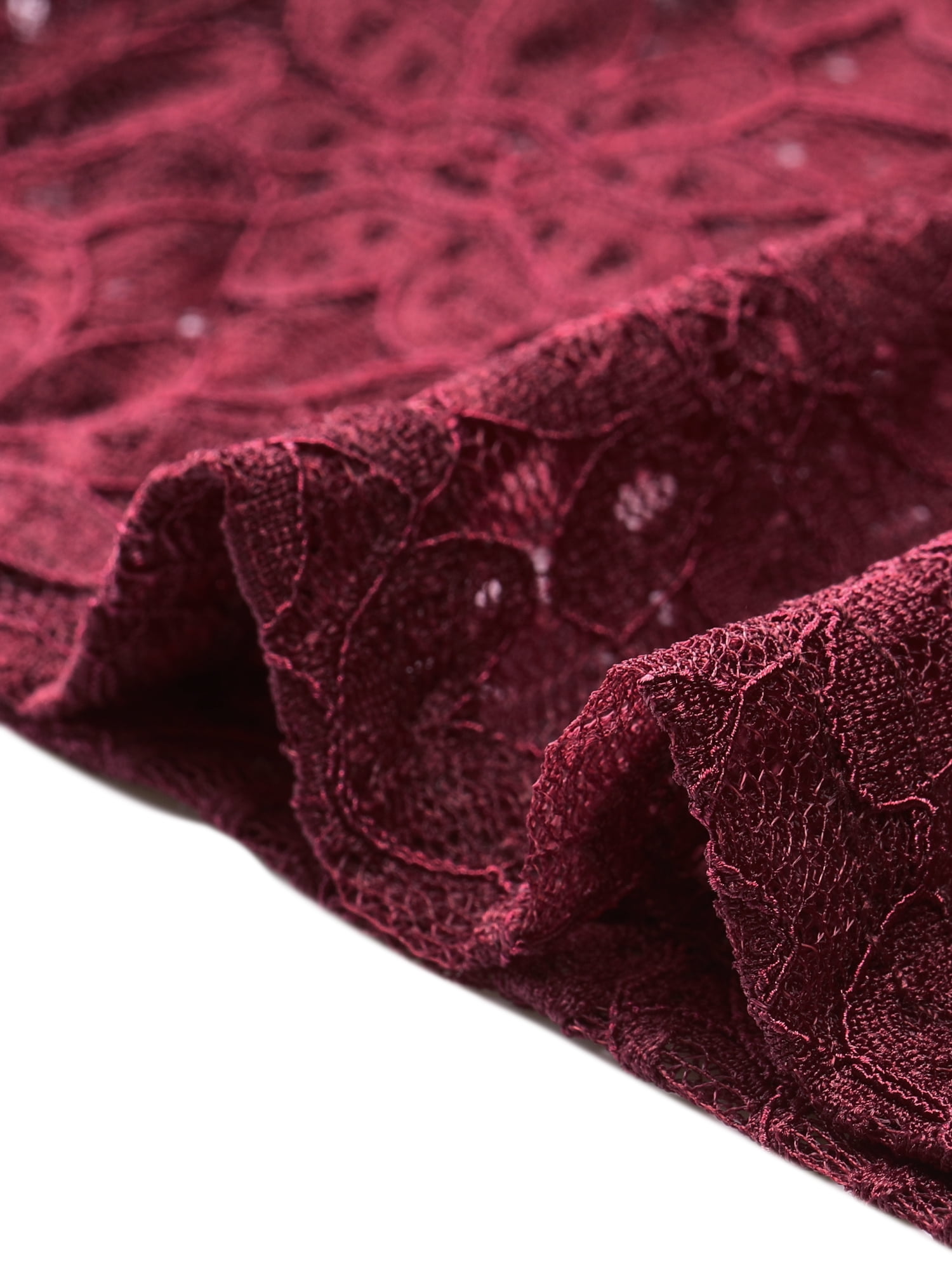 DARING DIVA Women's Plus Size Open Front 3/4 Sleeve Sheer Lace Cardigan 4X Burgundy