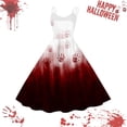 thumbnail image 2 of Women Vintage Halloween Print Sleeveless 1950s Evening Swing Party Prom Dress, 2 of 3