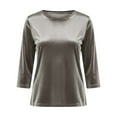 thumbnail image 5 of Xdegoge Velvet Tops for Women 3/4 Sleeve Crewnceck Top Vintage Casual Loose Shirt Classic Elegant Party Blouses Fall Winter Trendy Dressy Outfit, 5 of 8