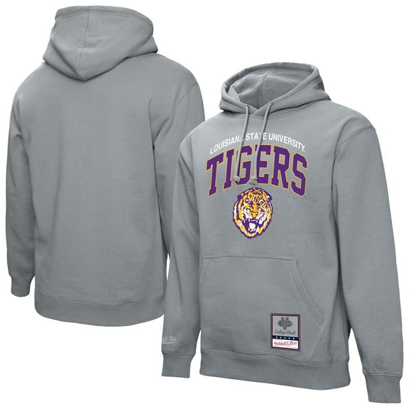 Men's Mitchell & Ness Heather Gray LSU Tigers Classic Arch Pullover Hoodie