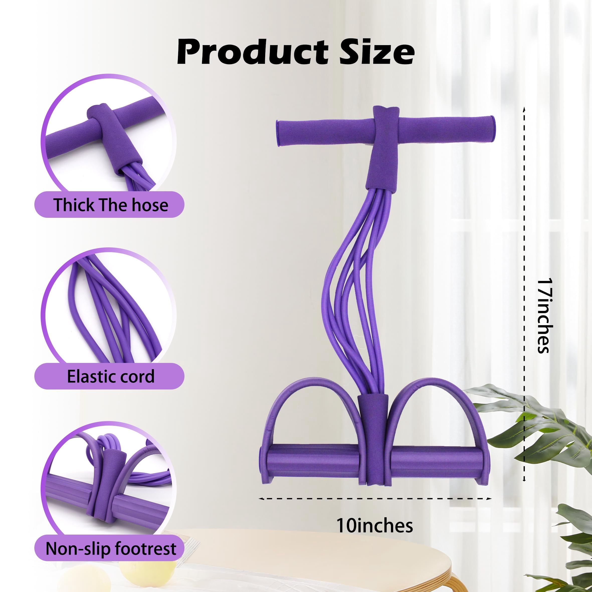 Pedal Resistance Bands with Handles, Multi-Function Tension Rope Band & Pedal Puller Resistance Band for Abdomen/Waist/Arm/Leg Stretching Slimming Training