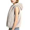 thumbnail image 3 of uublik Fleece Vest for Women Beige Casual Sleeveless Open Front Winter Warm Fuzzy Jacket with Pockets, 3 of 8