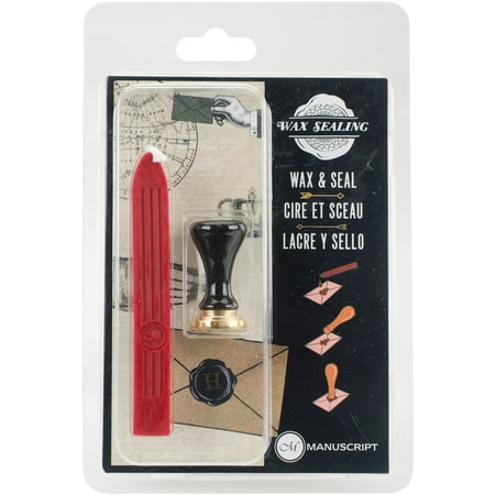 Manuscript Short Handle Design Sealing Set W/Red Wax-H
