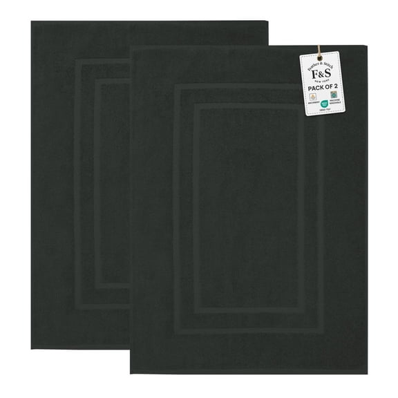 LUXURY BATH MAT TOWEL SET, ABSORBENT 100% COTTON HOTEL SPA / BATHROOM SHOWER FLOOR MAT (NOT A BATHROOM RUG) 30 X 21”, 2 PACK / 2 PC