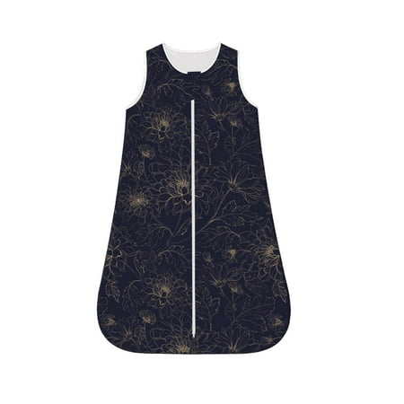 

Fotbe Copper-Gold Gloss Outline Chrysanthemum Pattern Sleep Sack - Baby Wearable Blanket with Zipper Extra Soft Cotton Sleeveless Sleeping Bag for Infants-X-Large