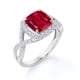 thumbnail image 3 of JeenMata Anillo de Compromiso Halo de 4 Puntas: Rubí y Moissanita de Corte Redondo de 1,2 TCW Creados en Lab: Hermoso Anillo de Compromiso con Pavé Cruzado; Baño de Oro Blanco de 18 K sobre Plata, 3 of 6