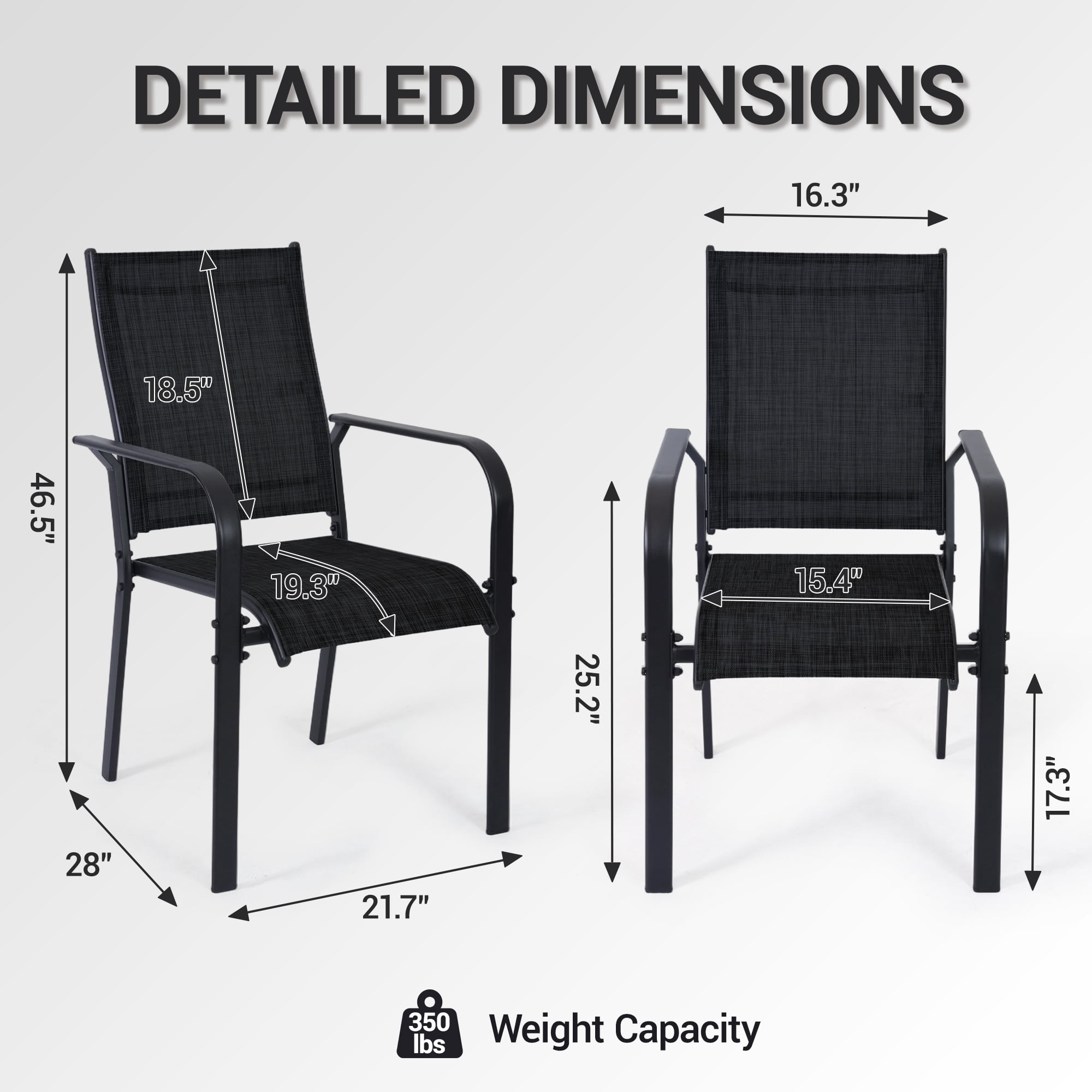 DELMANGO Patio Chairs Set of 8, Outdoor Dining Chairs High Back, All-Weather Padded Textilene Dining Chair for Lawn Porch Garden,Black