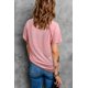 thumbnail image 1 of ABPHQTO Camiseta de mujer rosa con cuello de pico y estampado de letras Everything Is Fine, 1 of 5