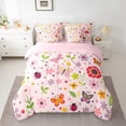 thumbnail image 3 of Feelyou Cute Floral Flower Twin Bedding Sets 7-Piece for Kids, Spring Garden Plant Bedding Comforter Set, Butterfly Ladybug Reversible Sheet Sets, Microfiber Bedroom Decor, 3 of 9